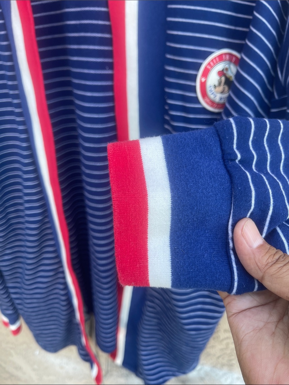 Disney Cruise Kine Navy Striped Open Cardigan Minnie Mouse Red & White Trim - Picture 4 of 8